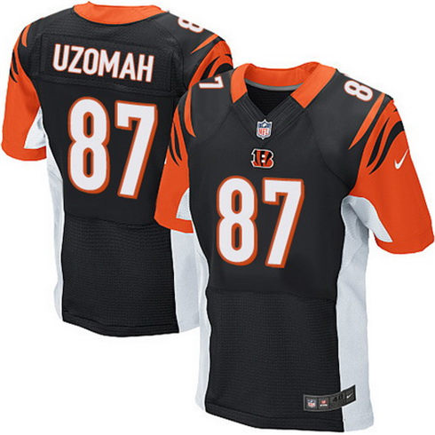 Men's Cincinnati Bengals #87 C.J. Uzomah Black Team Color Nike Elite Jersey