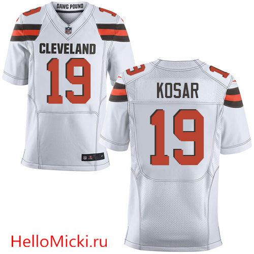 Men's Cleveland Browns Retired Player #19 Bernie Kosar White Road Nike Elite Jersey