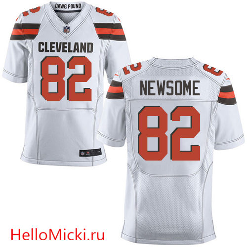 Men's Cleveland Browns Retired Player #82 Ozzie Newsome White Road Nike Elite Jersey