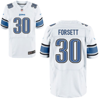 Men's Detroit Lions #30 Justin Forsett White Road Nike Elite Jersey