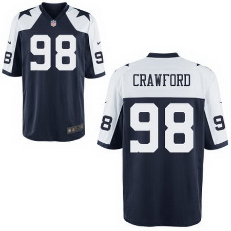 Men's Dallas Cowboys #98 Tyrone Crawford Navy Blue Thanksgiving Alternate Nike Elite Jersey