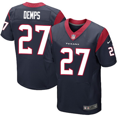 Men's Houston Texans #27 Quintin Demps Navy Blue Team Color Nike Elite Jersey