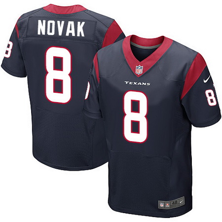 Men's Houston Texans #8 Nick Novak Navy Blue Team Color Nike Elite Jersey