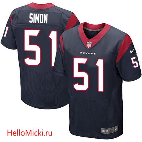 Men's Houston Texans #51 John Simon Navy Blue Team Color Nike Elite Jersey