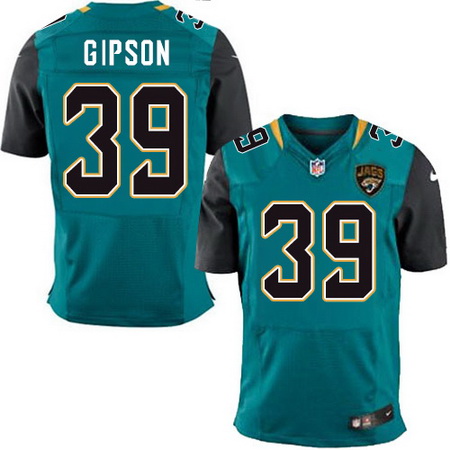 Men's Jacksonville Jaguars #39 Tashaun Gipson Teal Green Team Color Nike Elite Jersey