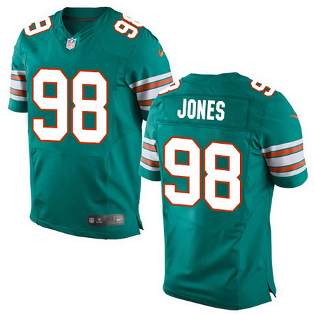 Men's Miami Dolphins #98 Jason Jones Aqua Green Alternate Nike Elite Jersey