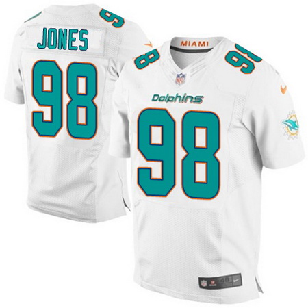 Men's Miami Dolphins #98 Jason Jones White Road Nike Elite Jersey