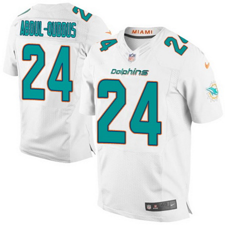 Men's Miami Dolphins #24 Isa Abdul-Quddus  White Road Nike Elite Jersey