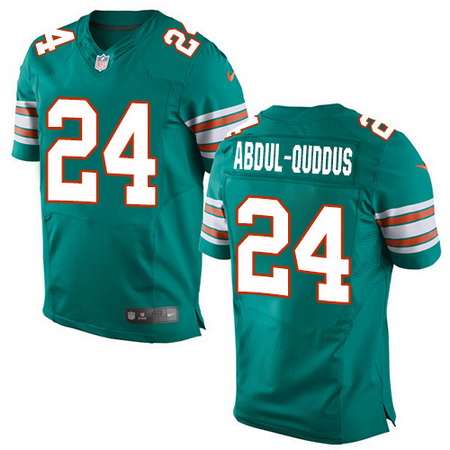 Men's Miami Dolphins #24 Isa Abdul-Quddus Aqua Green Alternate Nike Elite Jersey