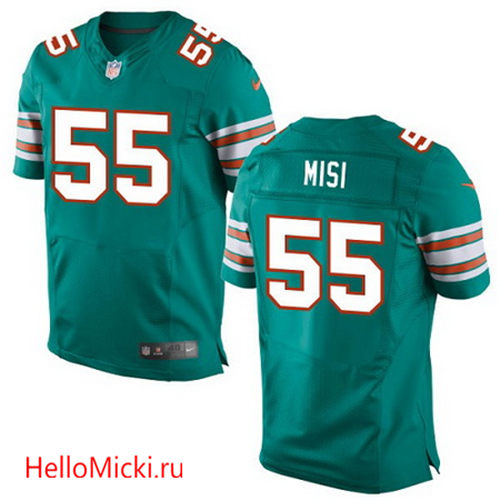 Men's Miami Dolphins #55 Koa Misi Aqua Green Alternate Nike Elite Jersey