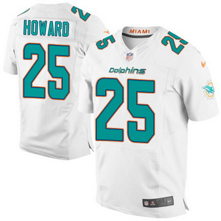 Men's Miami Dolphins #25 Xavien Howard White Road Nike Elite Jersey