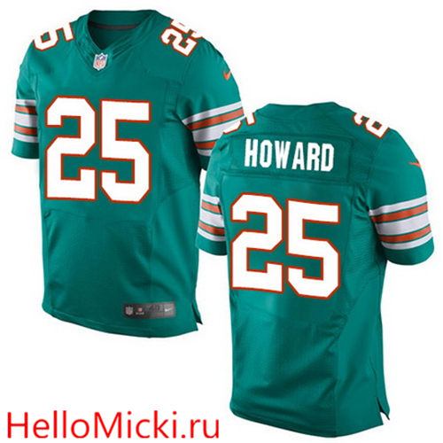 Men's Miami Dolphins #25 Xavien Howard Aqua Green Alternate Nike Elite Jersey