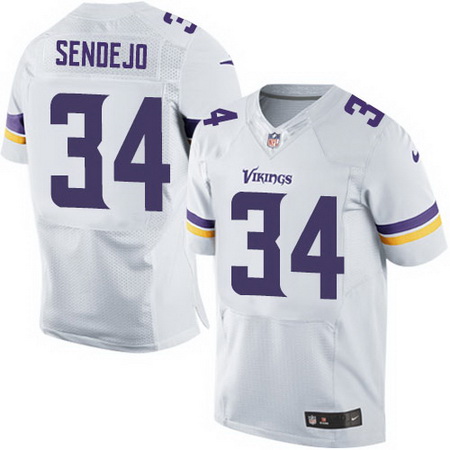 Men's Minnesota Vikings #34 Andrew Sendejo White Road Nike Elite Jersey