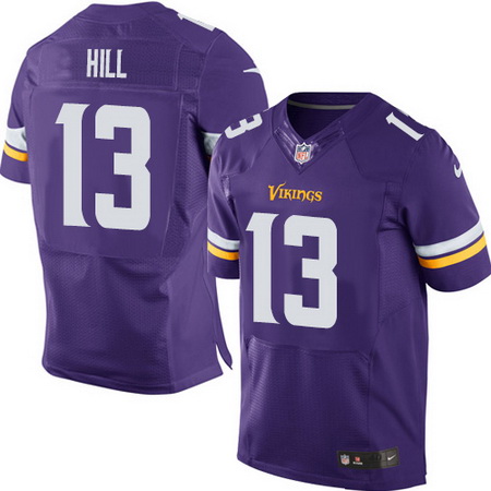Men's Minnesota Vikings #13 Shaun Hill Purple Team Color Nike Elite Jersey