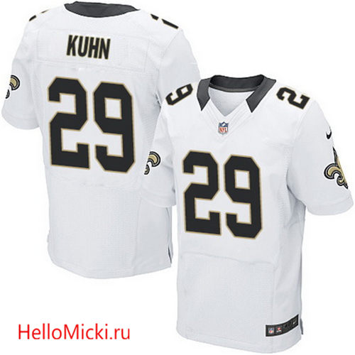 Men's New Orleans Saints #29 John Kuhn White Road Nike Elite Jersey