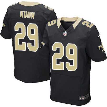 Men's New Orleans Saints #29 John Kuhn Black Team Color Nike Elite Jersey