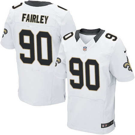 Men's New Orleans Saints #90 Nick Fairley White Road Nike Elite Jersey