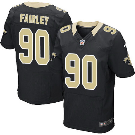 Men's New Orleans Saints #90 Nick Fairley Black Team Color Nike Elite Jersey