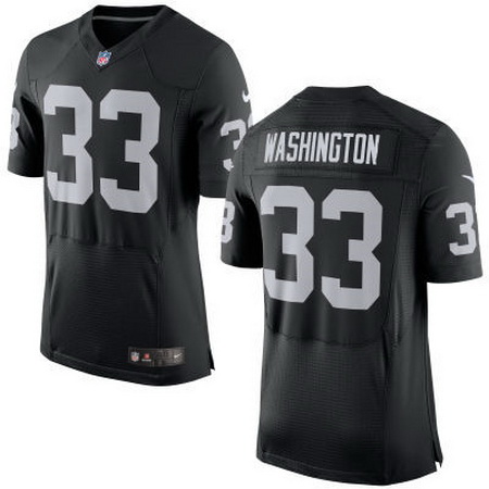 Men's Oakland Raiders #33 DeAndre Washington NEW Logo Black Team Color Nike Elite Jersey