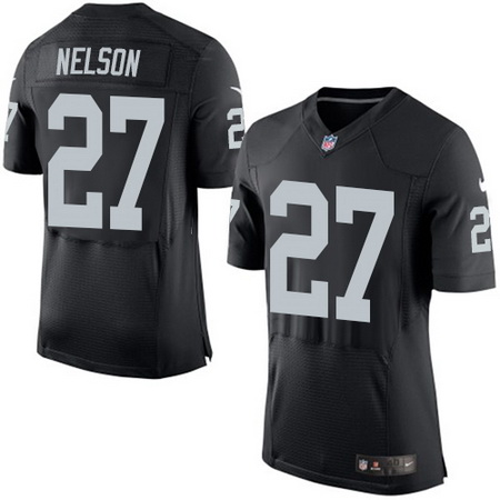 Men's Oakland Raiders #27 Reggie Nelson NEW Logo Black Team Color Nike Elite Jersey