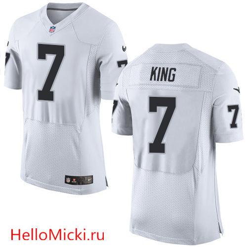 Men's Oakland Raiders #7 Marquette King NEW Logo White Road Nike Elite Jersey