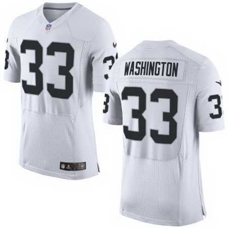 Men's Oakland Raiders #33 DeAndre Washington NEW Logo White Road Nike Elite Jersey
