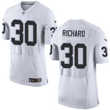 Men's Oakland Raiders #30 Jalen Richard NEW Logo White Road Nike Elite Jersey