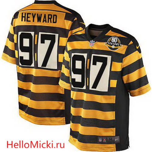 Men's Pittsburgh Steelers #97 Cameron Heyward Yellow/Black Bumblebee 80th Patch Nike Elite Jersey