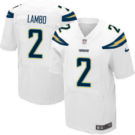 Men's San Diego Chargers #2 Josh Lambo White Road Stitched NFL Nike Elite Jersey