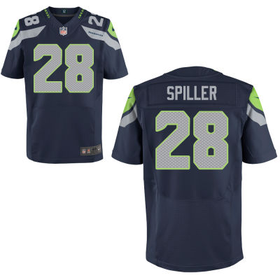 Men's Seattle Seahawks #28 C. J. Spiller Navy Blue Team Color Stitched NFL Nike Elite Jersey