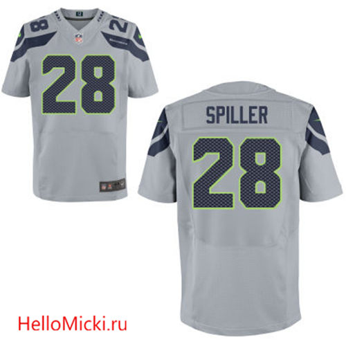 Men's Seattle Seahawks #28 C. J. Spiller Gray Alternate Stitched NFL Nike Elite Jersey