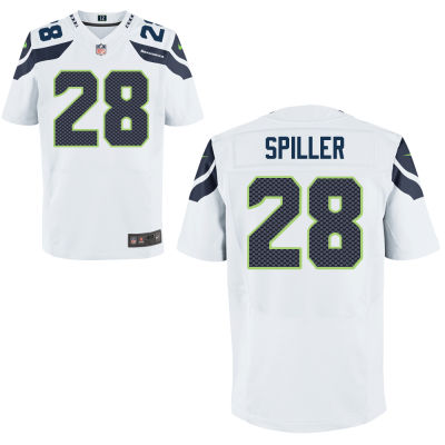 Men's Seattle Seahawks #28 C. J. Spiller White Road Stitched NFL Nike Elite Jersey
