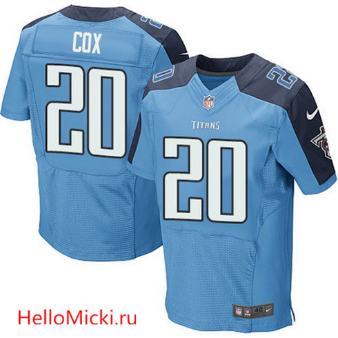 Men's Tennessee Titans #20 Perrish Cox Light Blue Team Color Stitched NFL Nike Elite Jersey