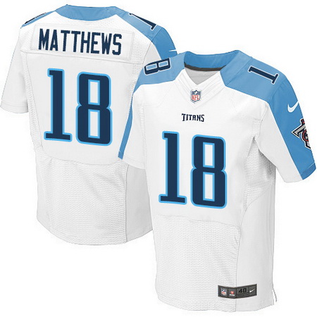 Men's Tennessee Titans #18 Rishard Matthews White Road Stitched NFL Nike Elite Jersey