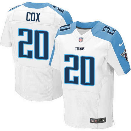 Men's Tennessee Titans #20 Perrish Cox White Road Stitched NFL Nike Elite Jersey