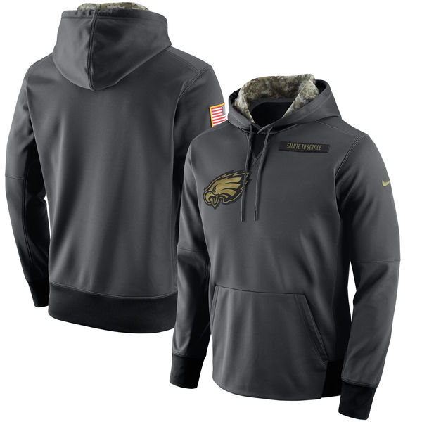 Men's Philadelphia Eagles Nike Anthracite 2016 Salute to Service NFL Player Performance Hoodie