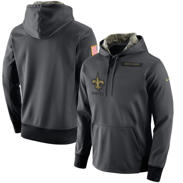 Men's New Orleans Saints Nike Anthracite 2016 Salute to Service NFL Player Performance Hoodie