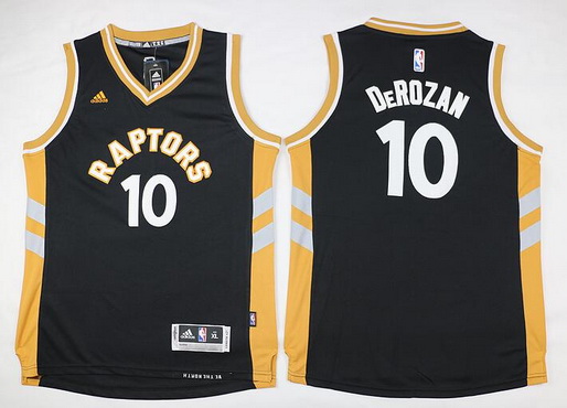 Youth Toronto Raptors #10 Demar DeRozan Black With Gold Jersey