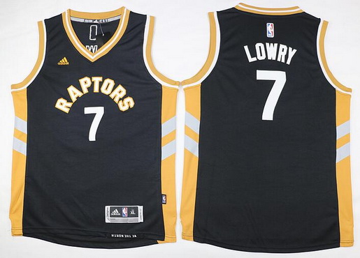 Youth Toronto Raptors #7 Kyle Lowry Black With Gold Jersey