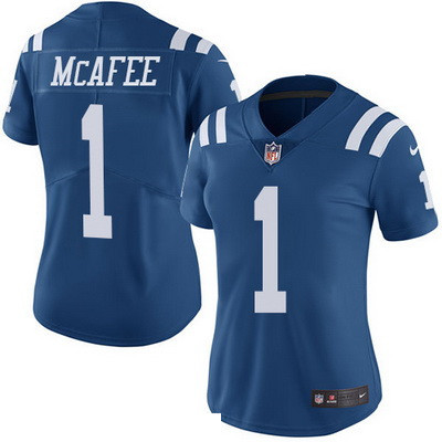 Women's Indianapolis Colts #1 Pat McAfee Royal Blue 2016 Color Rush Stitched NFL Nike Limited Jersey