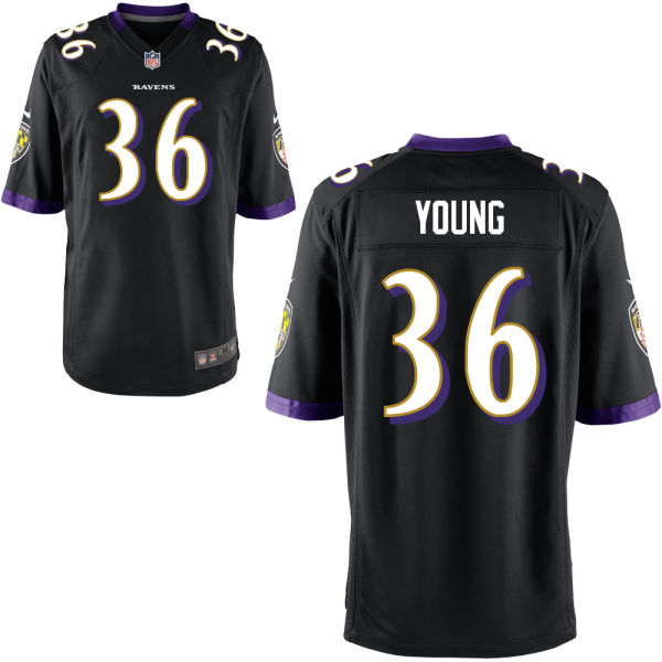 Men's Baltimore Ravens #36 Tavon Young Nike Black Alternate Elite Football Jersey