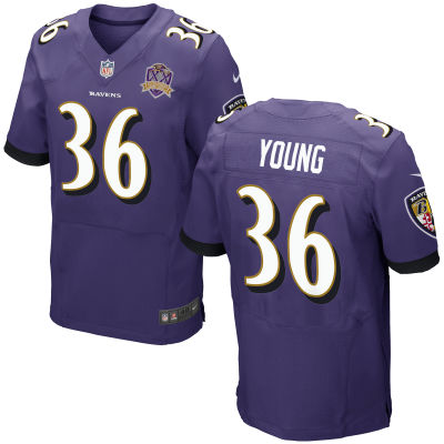 Men's Baltimore Ravens #36 Tavon Young Nike Purple Elite Football Jersey