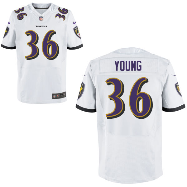 Men's Baltimore Ravens #36 Tavon Young Nike White Elite Football Jersey
