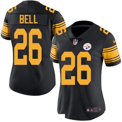 Women's Pittsburgh Steelers #26 Le'Veon Bell Black 2016 Color Rush Stitched NFL Nike Limited Jersey