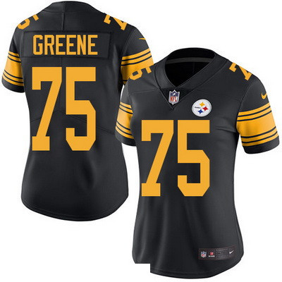 Women's Pittsburgh Steelers #75 Joe Greene Black 2016 Color Rush Stitched NFL Nike Limited Jersey