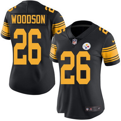 Women's Pittsburgh Steelers #26 Rod Woodson Black 2016 Color Rush Stitched NFL Nike Limited Jersey