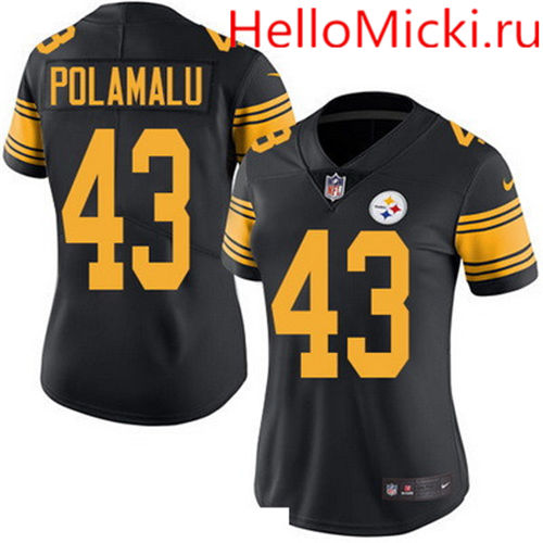 Women's Pittsburgh Steelers #43 Troy Polamalu Black 2016 Color Rush Stitched NFL Nike Limited Jersey