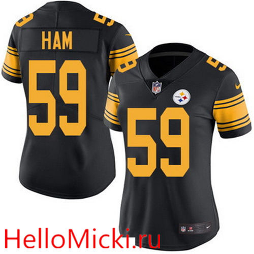 Women's Pittsburgh Steelers #59 Jack Ham Black 2016 Color Rush Stitched NFL Nike Limited Jersey