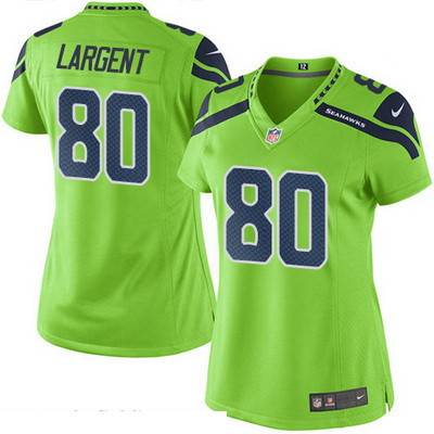 Women's Seattle Seahawks #80 Steve Largent Green 2016 Color Rush Stitched NFL Nike Limited Jersey