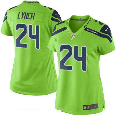 Women's Seattle Seahawks #24 Marshawn Lynch Green 2016 Color Rush Stitched NFL Nike Limited Jersey